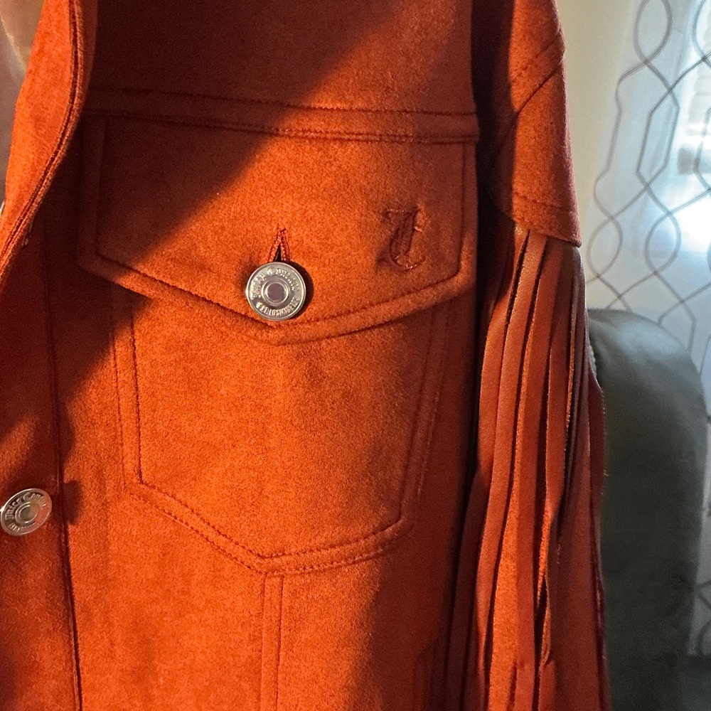 Juicy Couture Orange Suede Fringe Jacket - Picture 5 of 7
